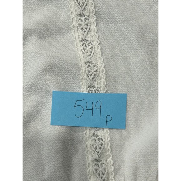 Monteau Los Angeles Womens White Medium Lace Trim Flutter Sleeve Top Sz Medium - Picture 8 of 9